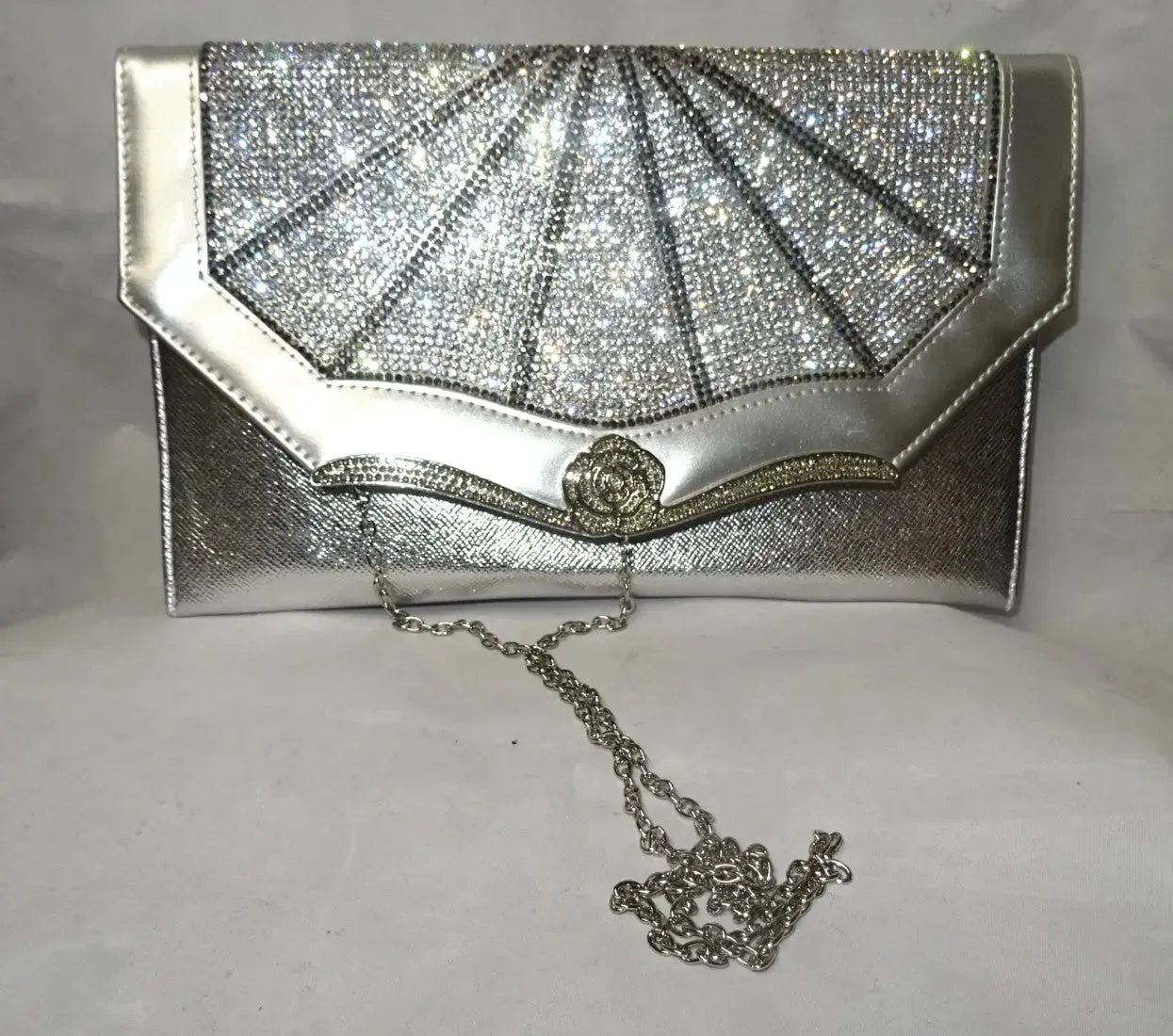 Rectangle Beautiful Silver Clutch Party Clutch Evening Purse for women