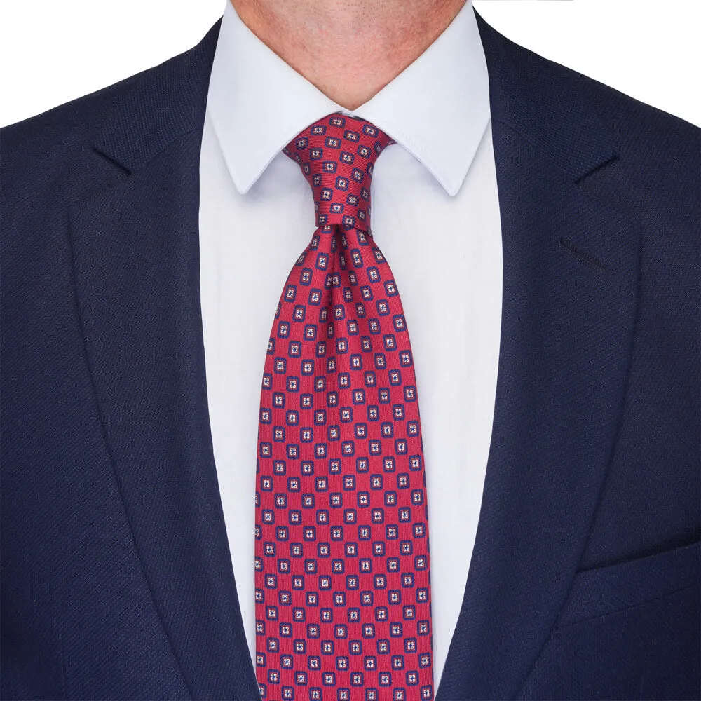 Red Elegant Motif Twill Silk Tie