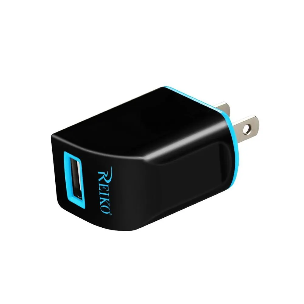 Reiko REIKO 1 AMP DUAL COLOR PORTABLE TRAVEL USB ADAPTER CHARGER IN NAVY BLACK