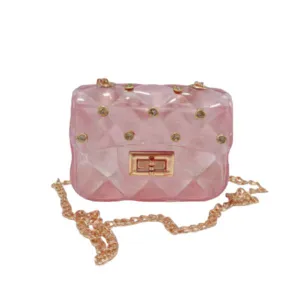 Rhinestone Stud Quilted Jelly Purse