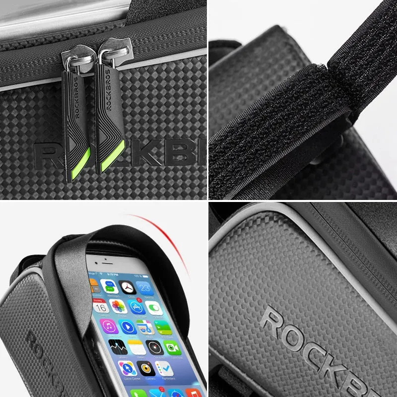 ROCKBROS Bicycle Bag Cycling Front Tube Frame Bag Waterproof Top Tube Phone Bag MTB Road Bike Touch Screen 6.0 inch Phone Case