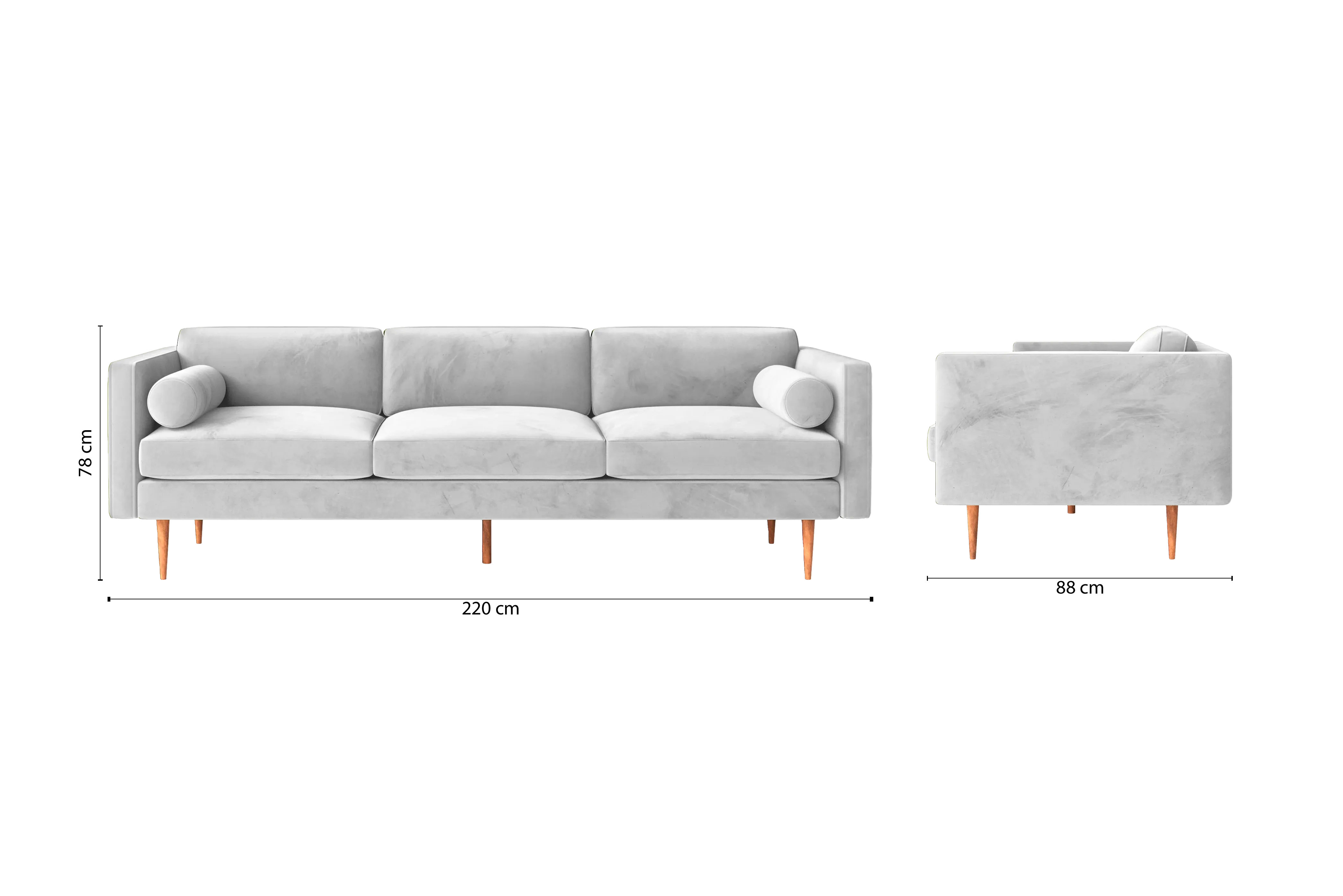 Salerno 4 Seater Sofa White Velvet