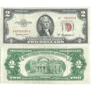 Scarce 1953-A $2 Legal Tender Error Note Fr. 1509 Obstructed 3rd Print - Very Fine