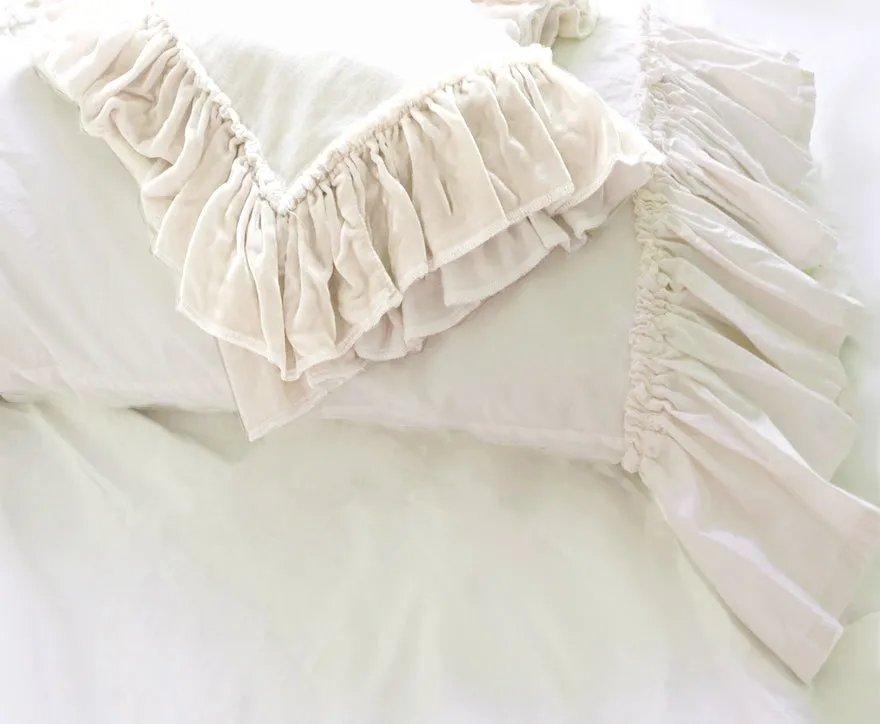 Set/2 Clementine Tatter Ruffle Pillowcase Standard - White