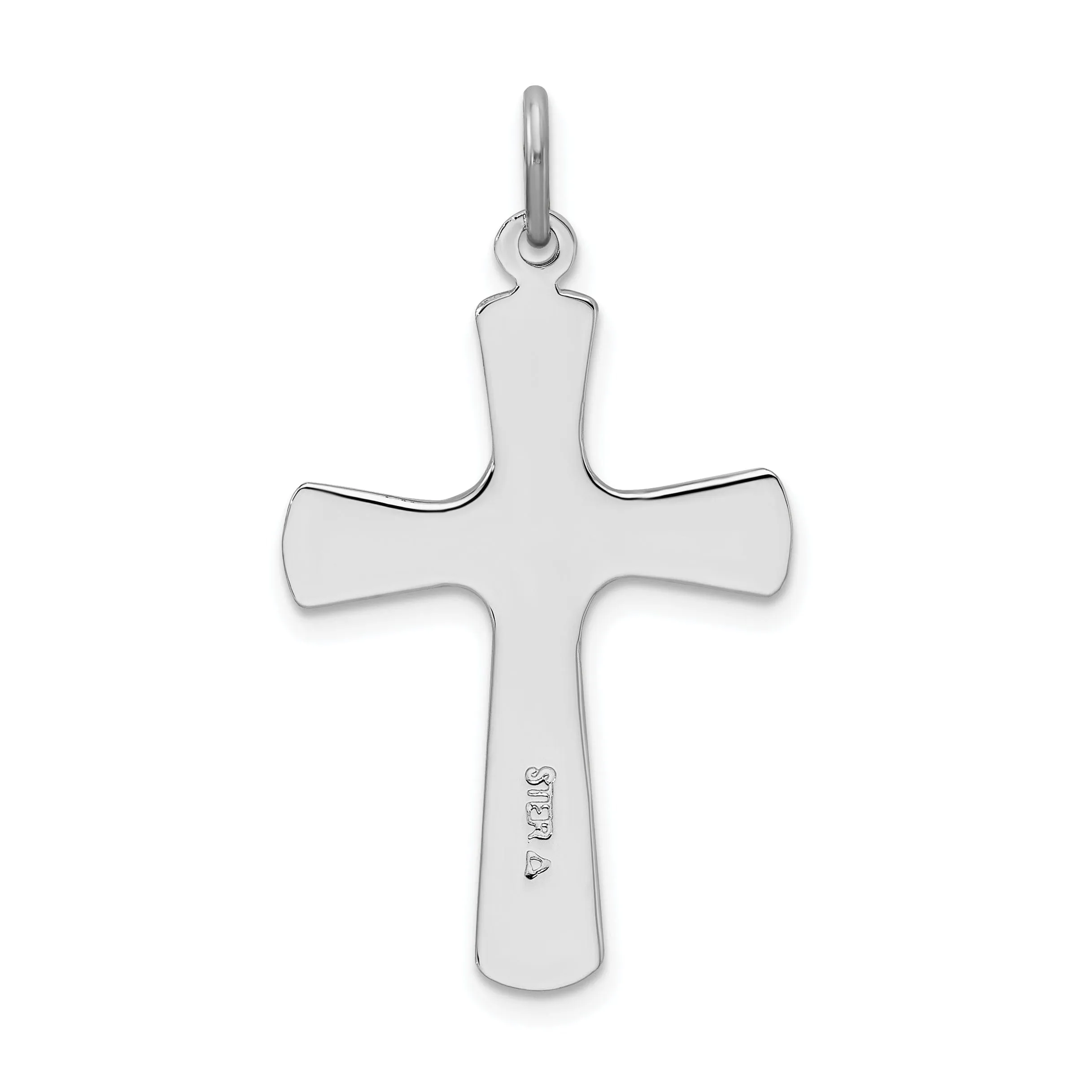 Silver Polished Enamel Finish Cross Pendant