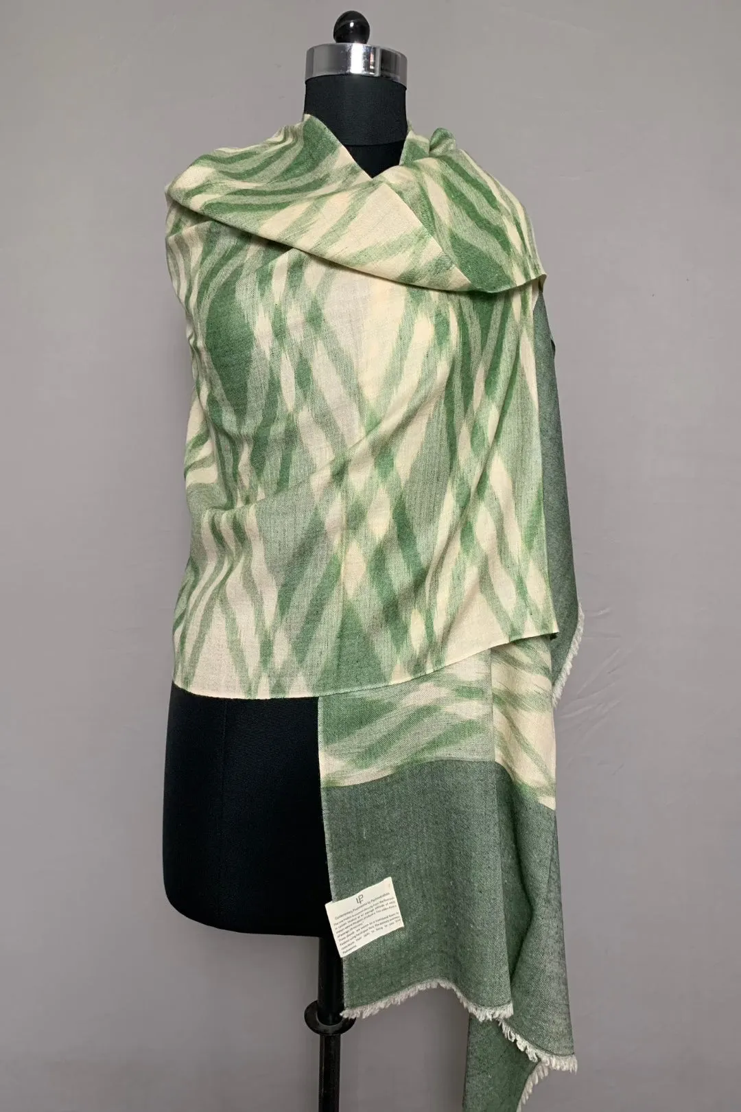 Simar Sea Green Ikat Dyed Cashmere Stole