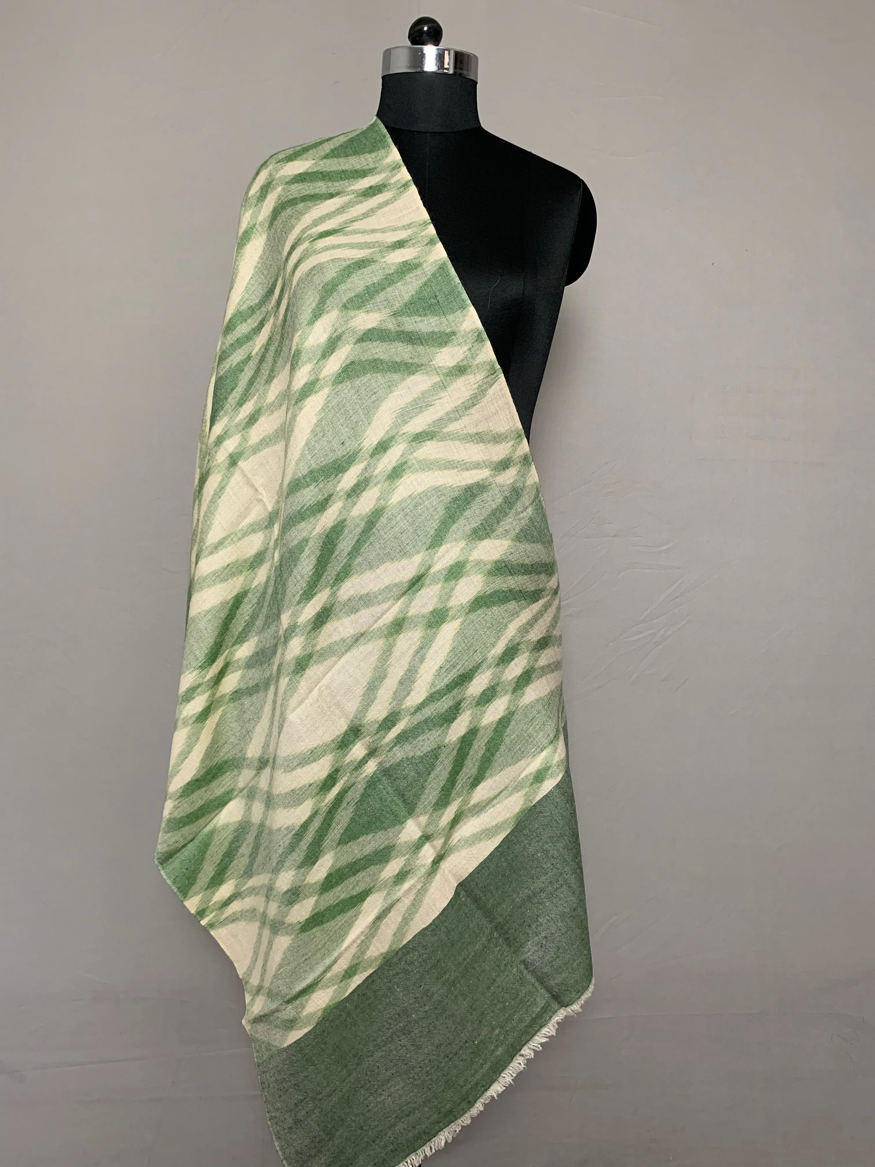 Simar Sea Green Ikat Dyed Cashmere Stole