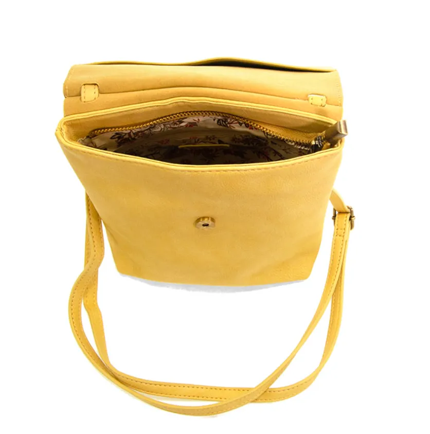 Soft Yellow Front Flap Crossbody Bag