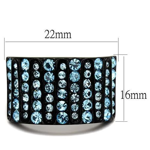 Stainless Steel Ring Top GRD Crystal Sea Blue TK2198 for Women Style BlackIon