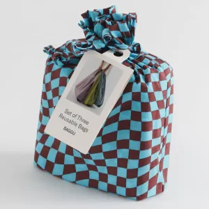 Standard Baggu Set of Three - Trippy Checkers