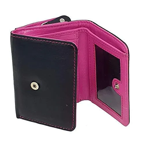 STARHIDE Ladies RFID Blocking Compact Genuine Leather Small Wallet With Zip Around Coin Pouch On The Side 5555