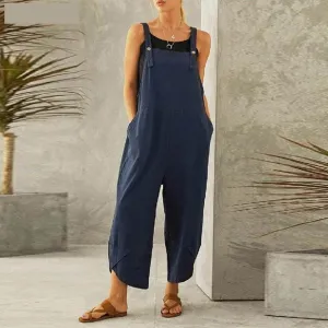 Strap Solid Color Long Jumpsuit