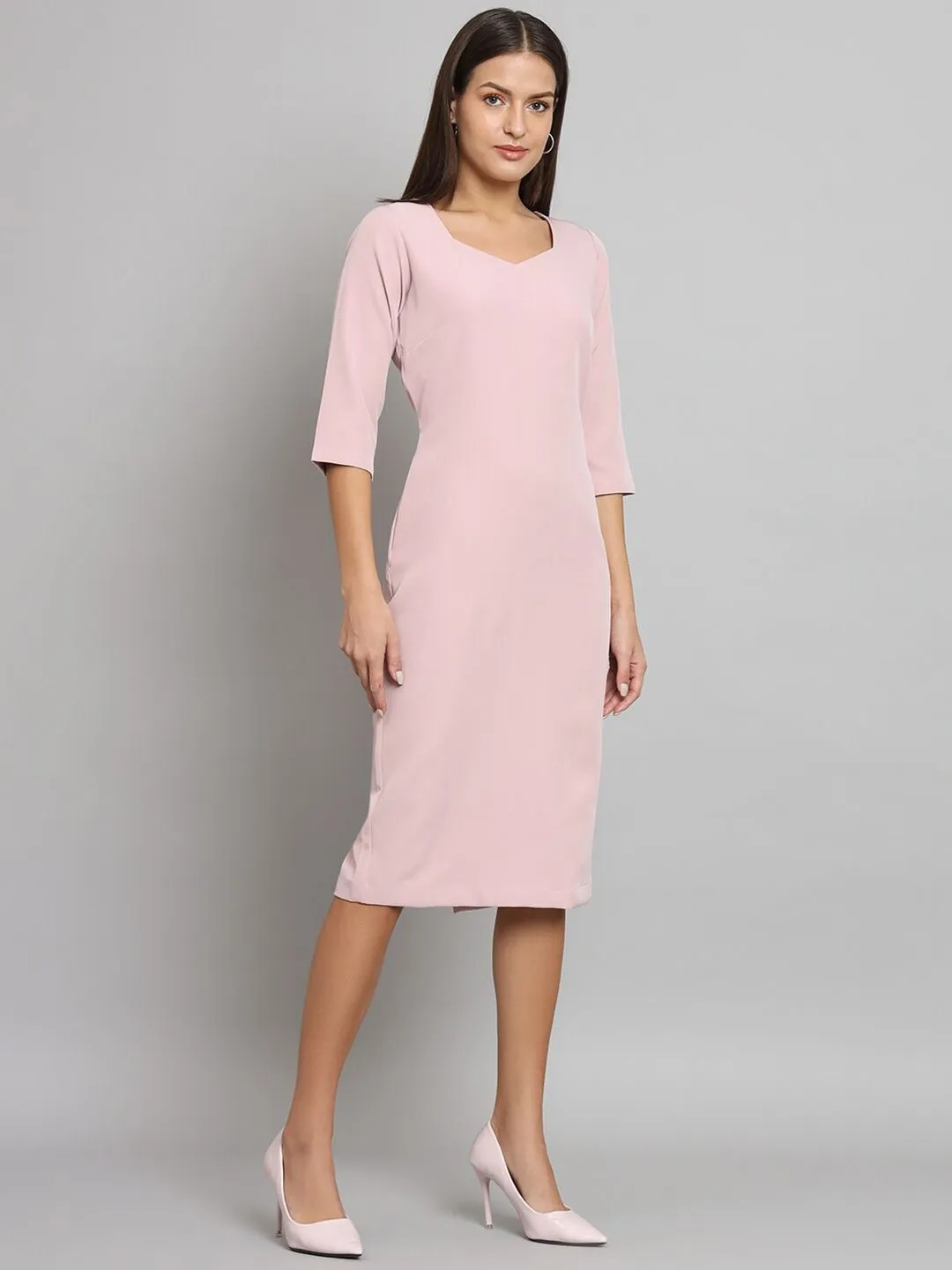 Stretch Pencil dress- Baby Pink