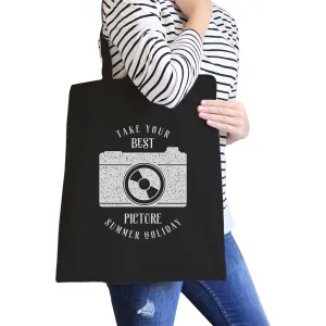 Take Your Best Picture Summer Holiday Black Canvas Bags