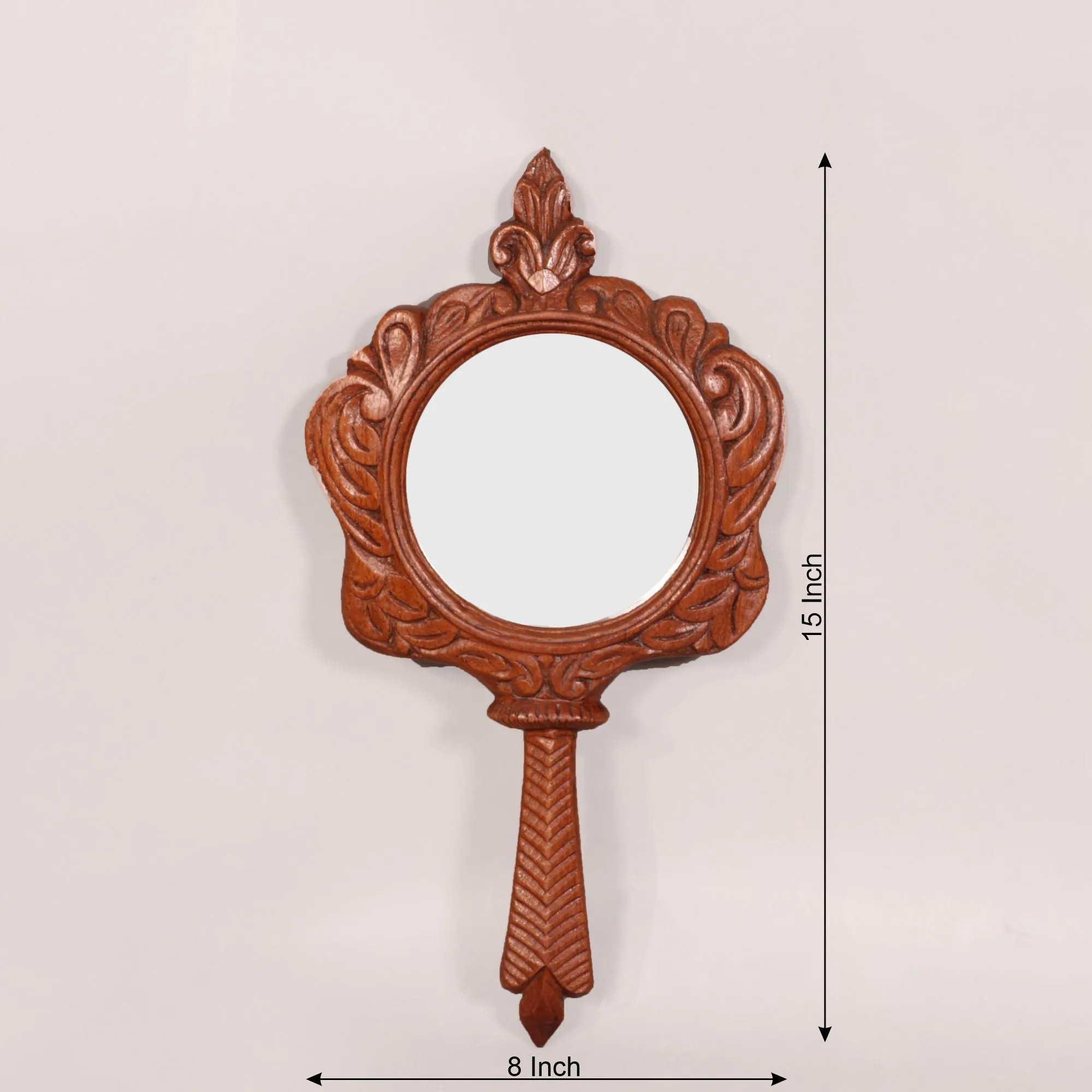 Teak wood Fairy tale hand held mirror