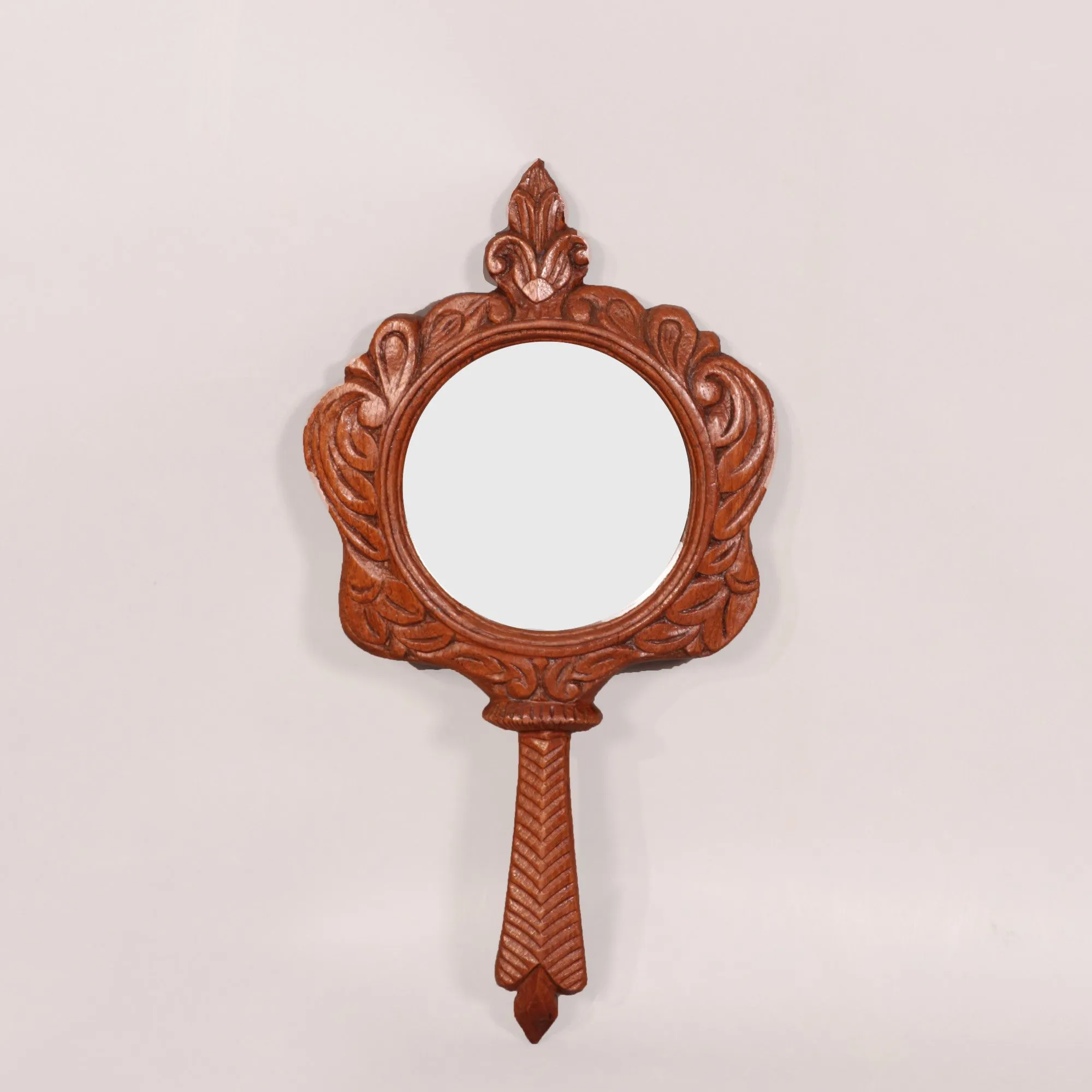 Teak wood Fairy tale hand held mirror