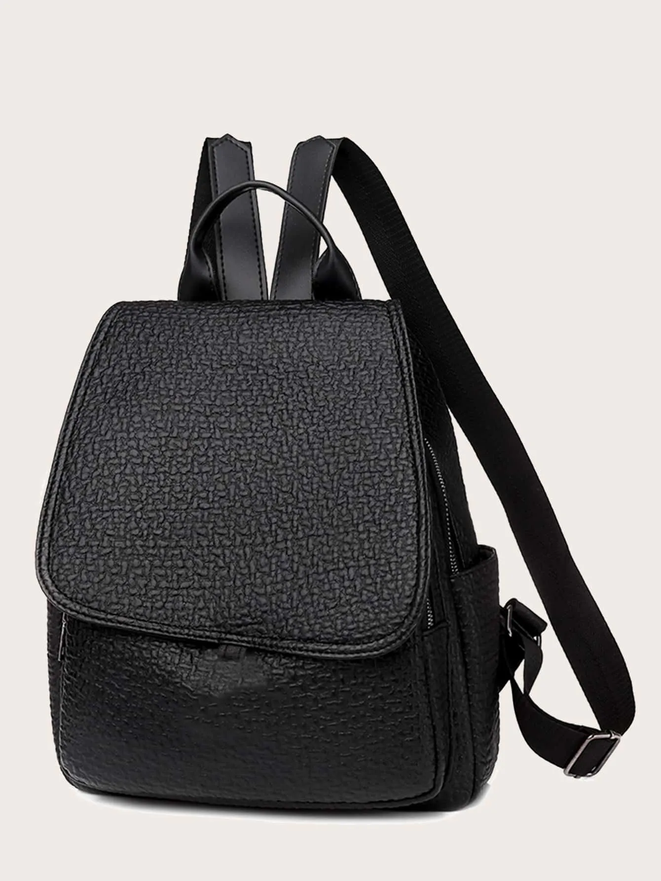 Textured Flap Backpack