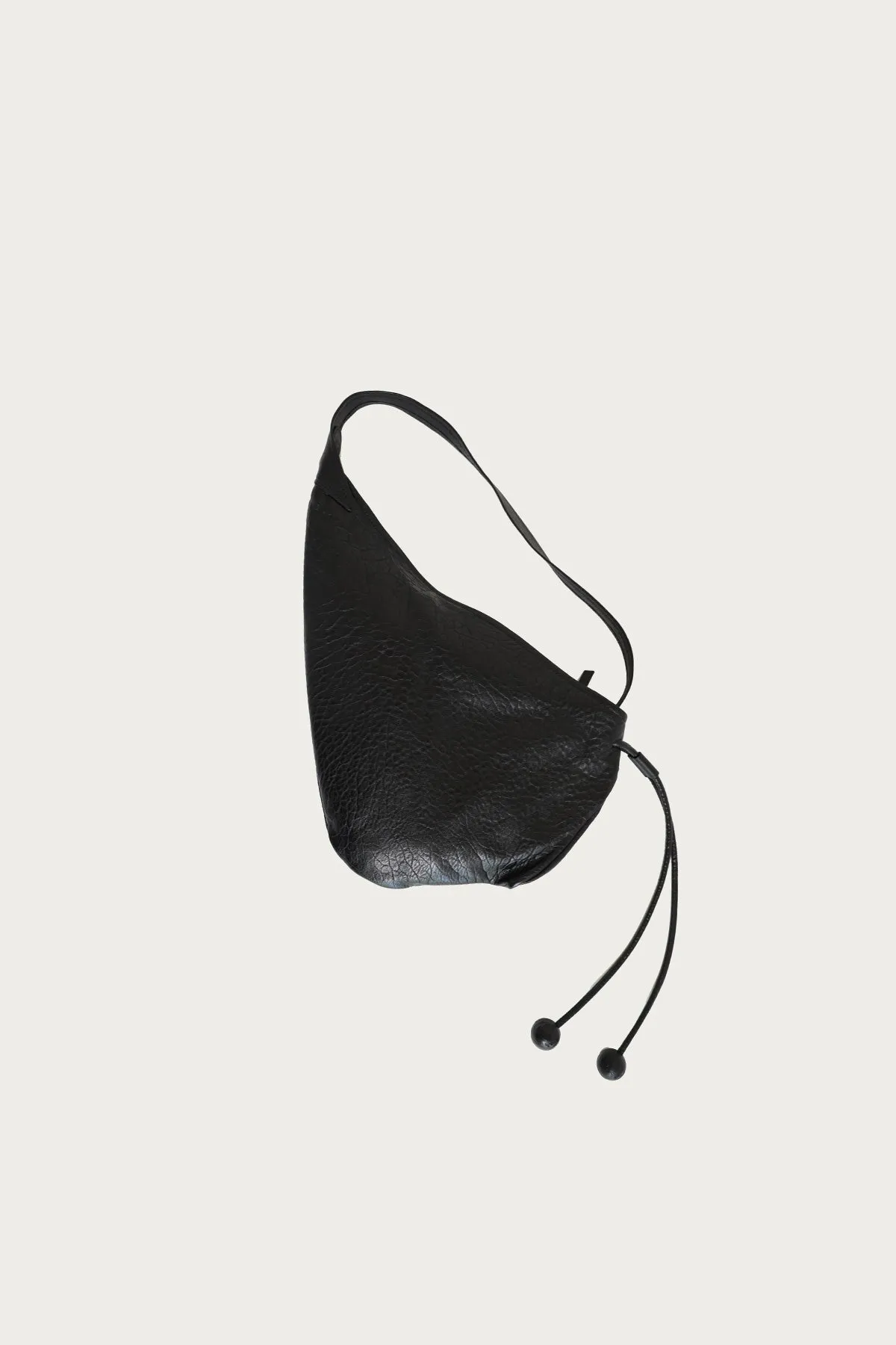 Textured Leather Saddle Bag - Black