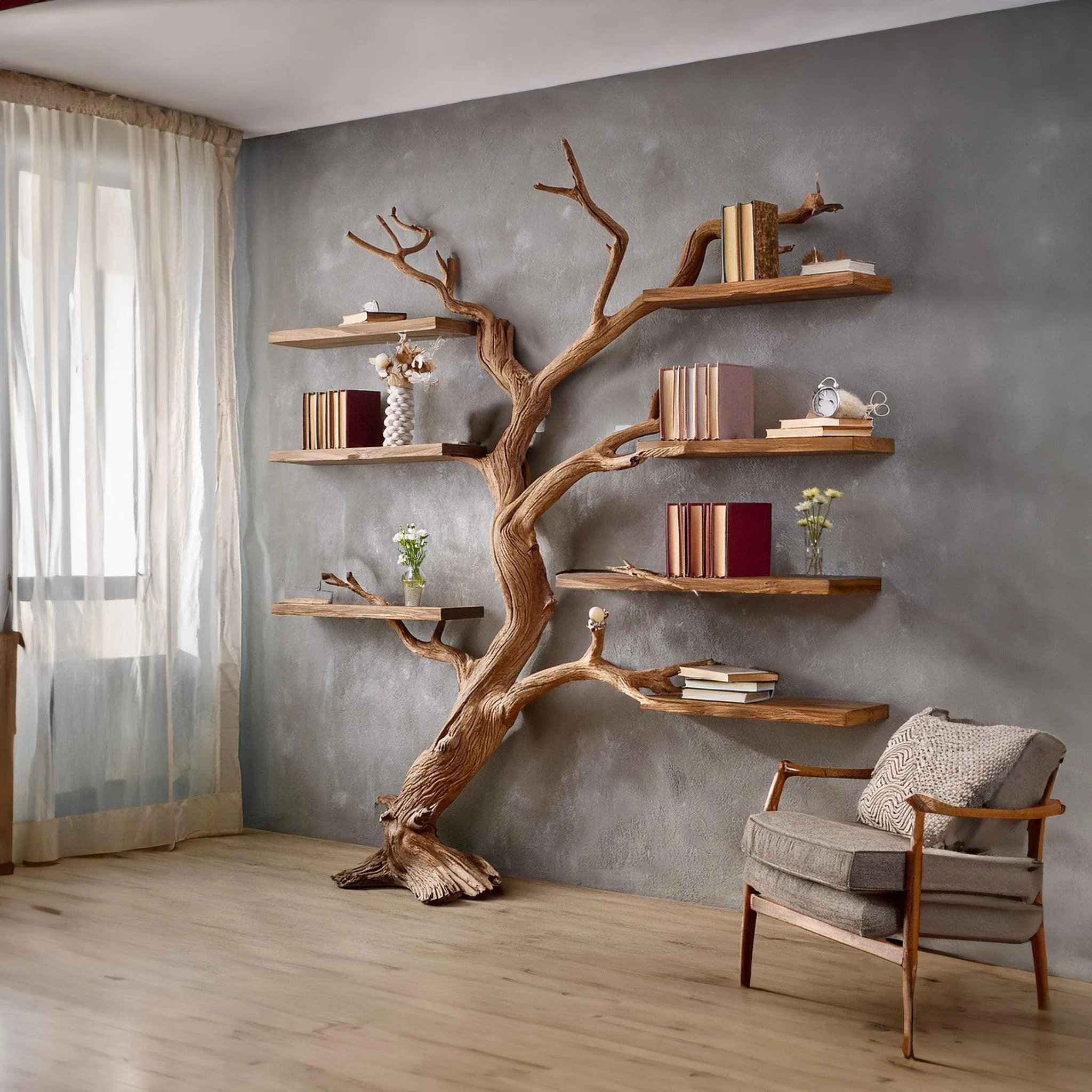 Tree Branch Floating Bookshelf Custom Handmade