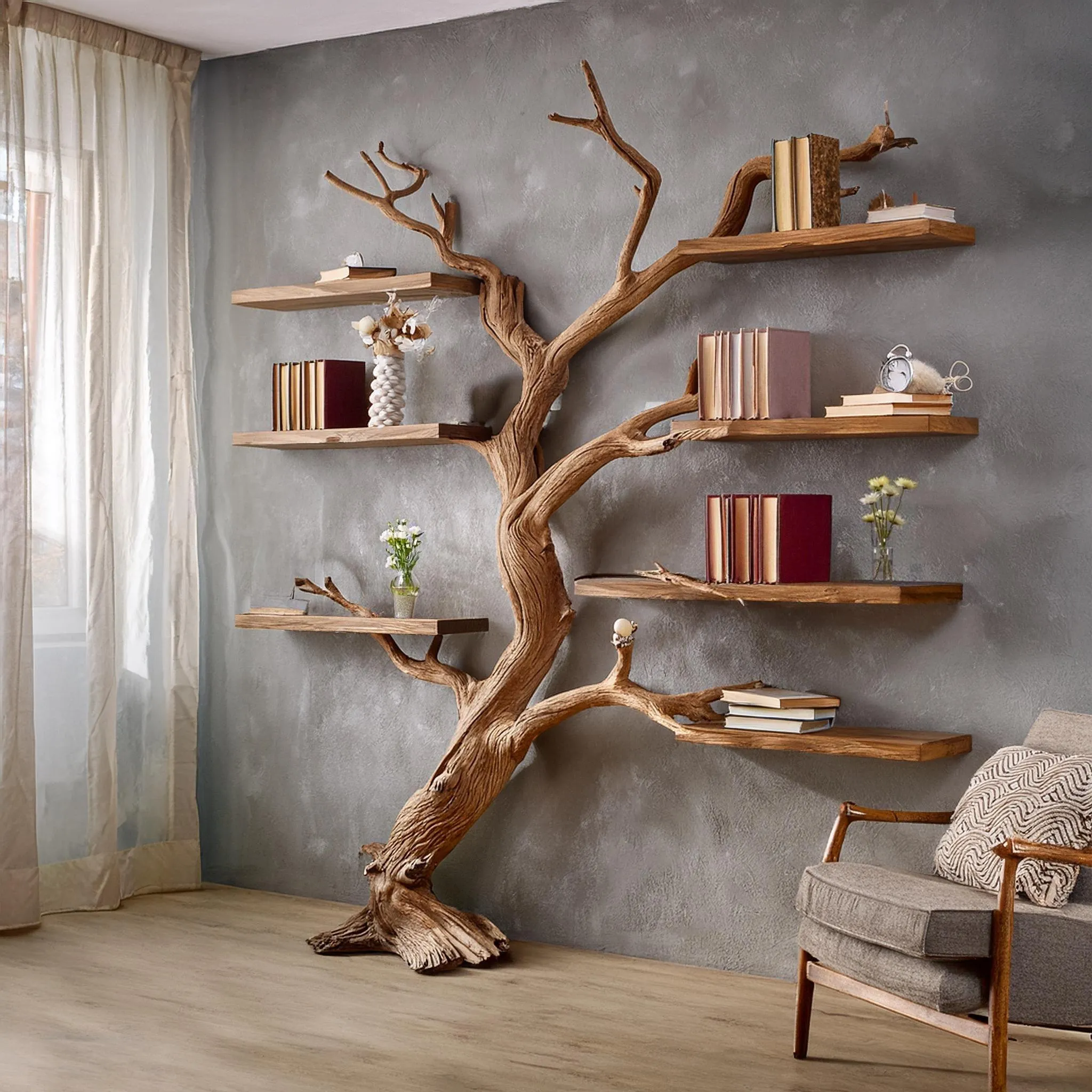 Tree Branch Floating Bookshelf Custom Handmade