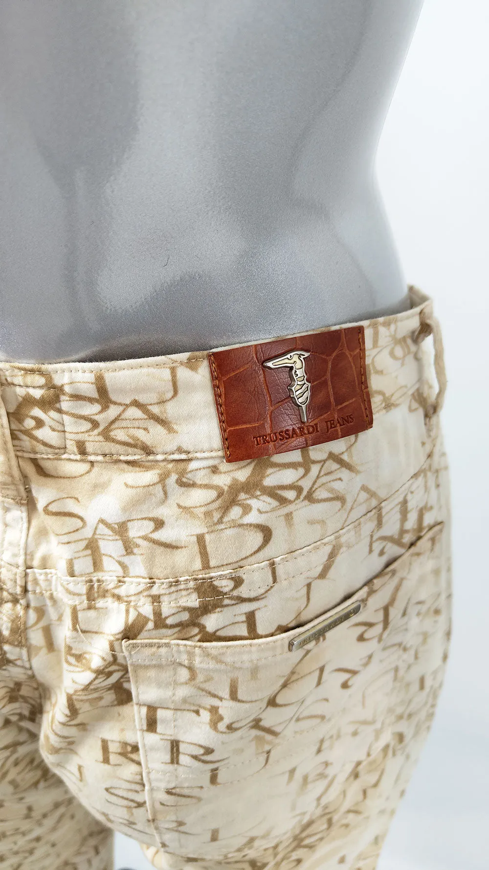 Trussardi Vintage Mens 90s Logo All Over Print Pants