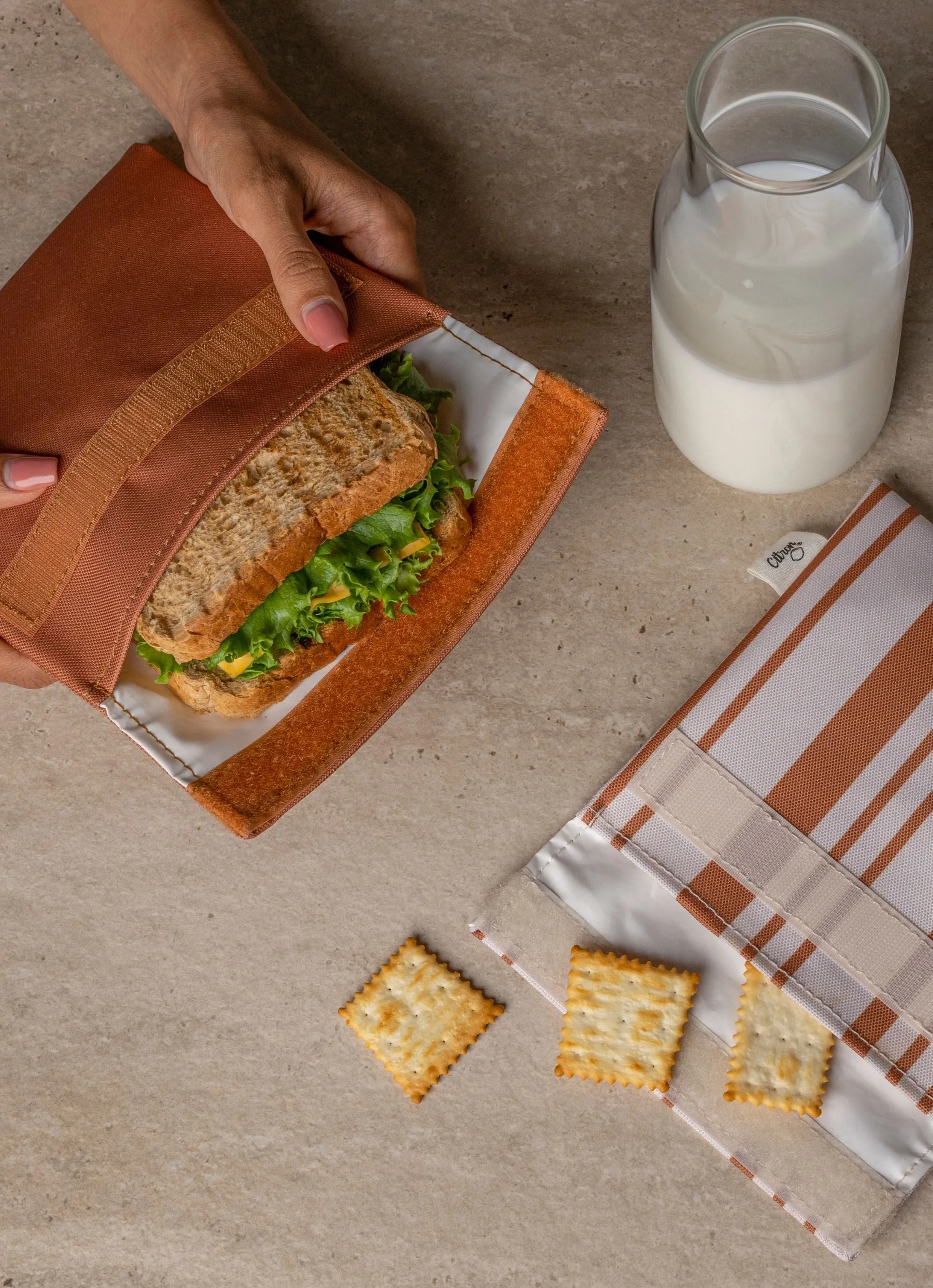 Two Reusable Sandwich Bags - Caramel