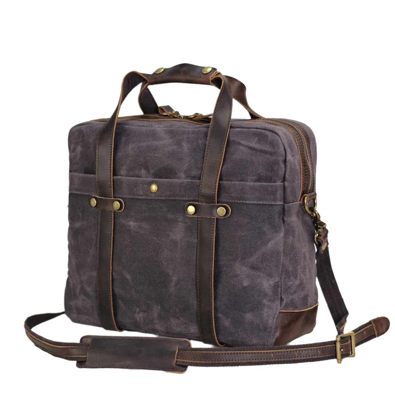 Waterproof Waxed Canvas Briefcase for 15.6-inch Laptop