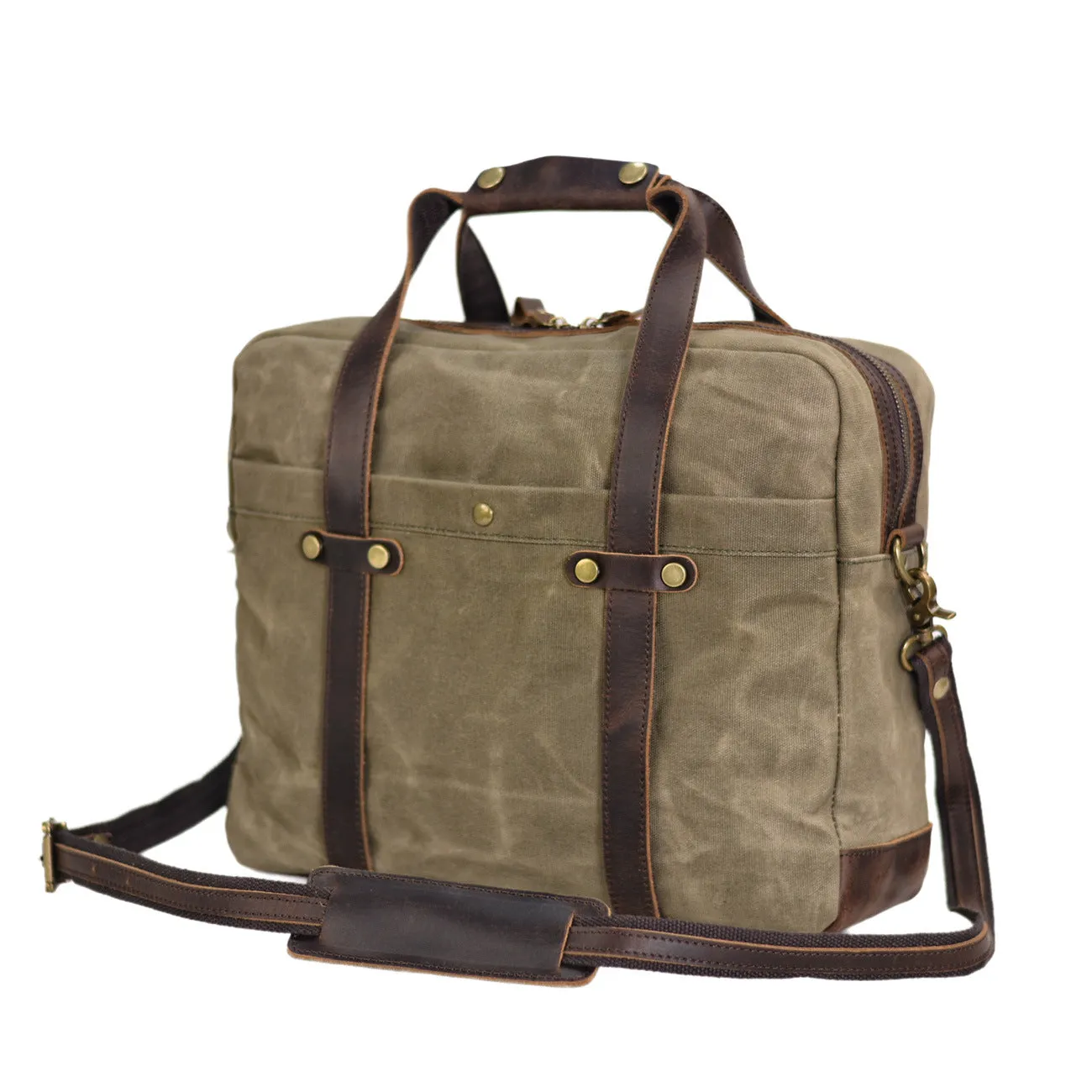 Waterproof Waxed Canvas Briefcase for 15.6-inch Laptop