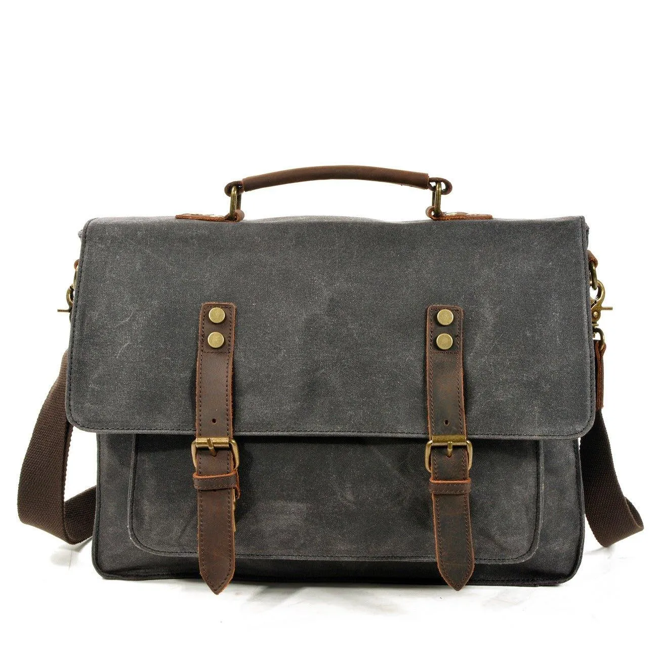 Waxed Canvas Briefcase With Laptop Compartment