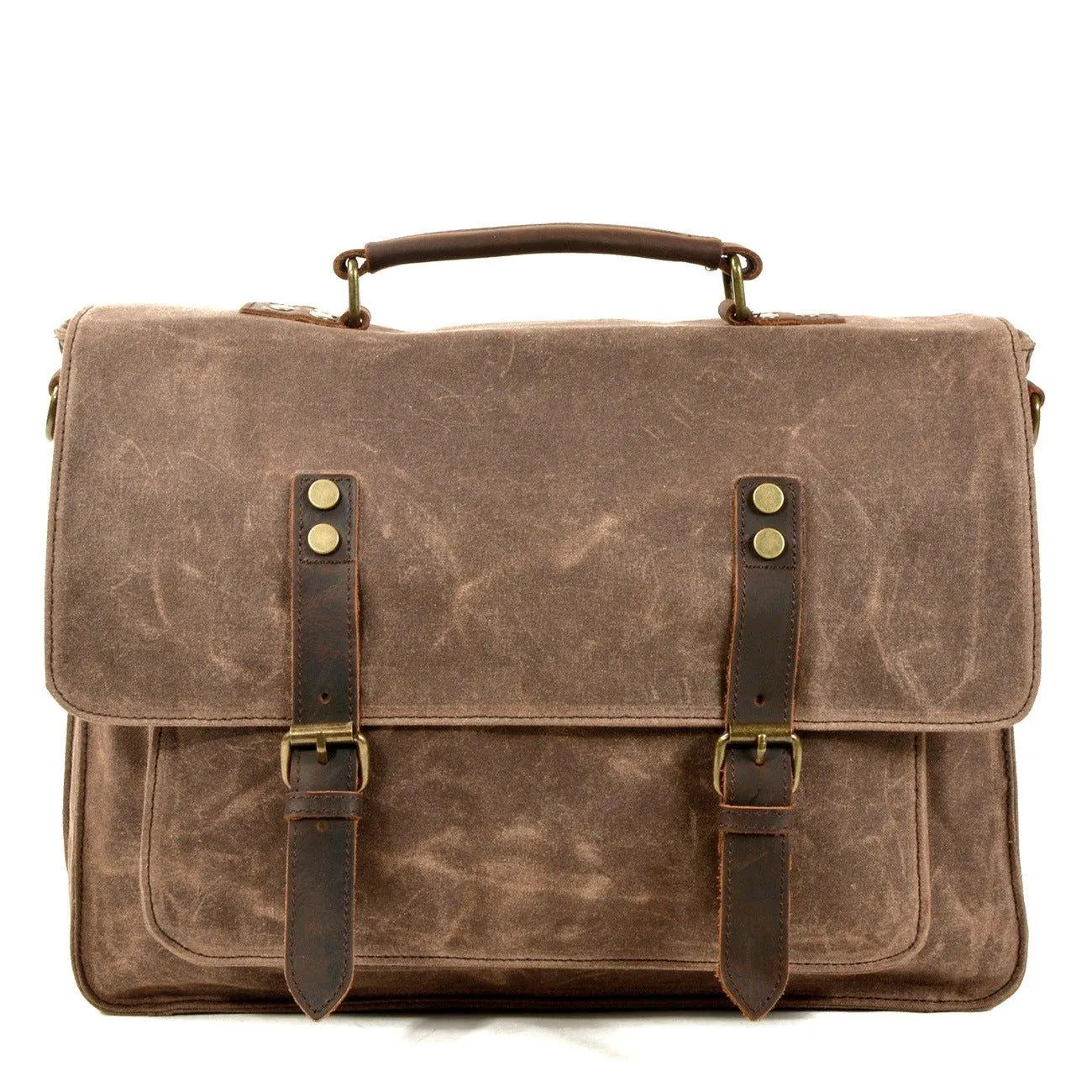 Waxed Canvas Briefcase With Laptop Compartment