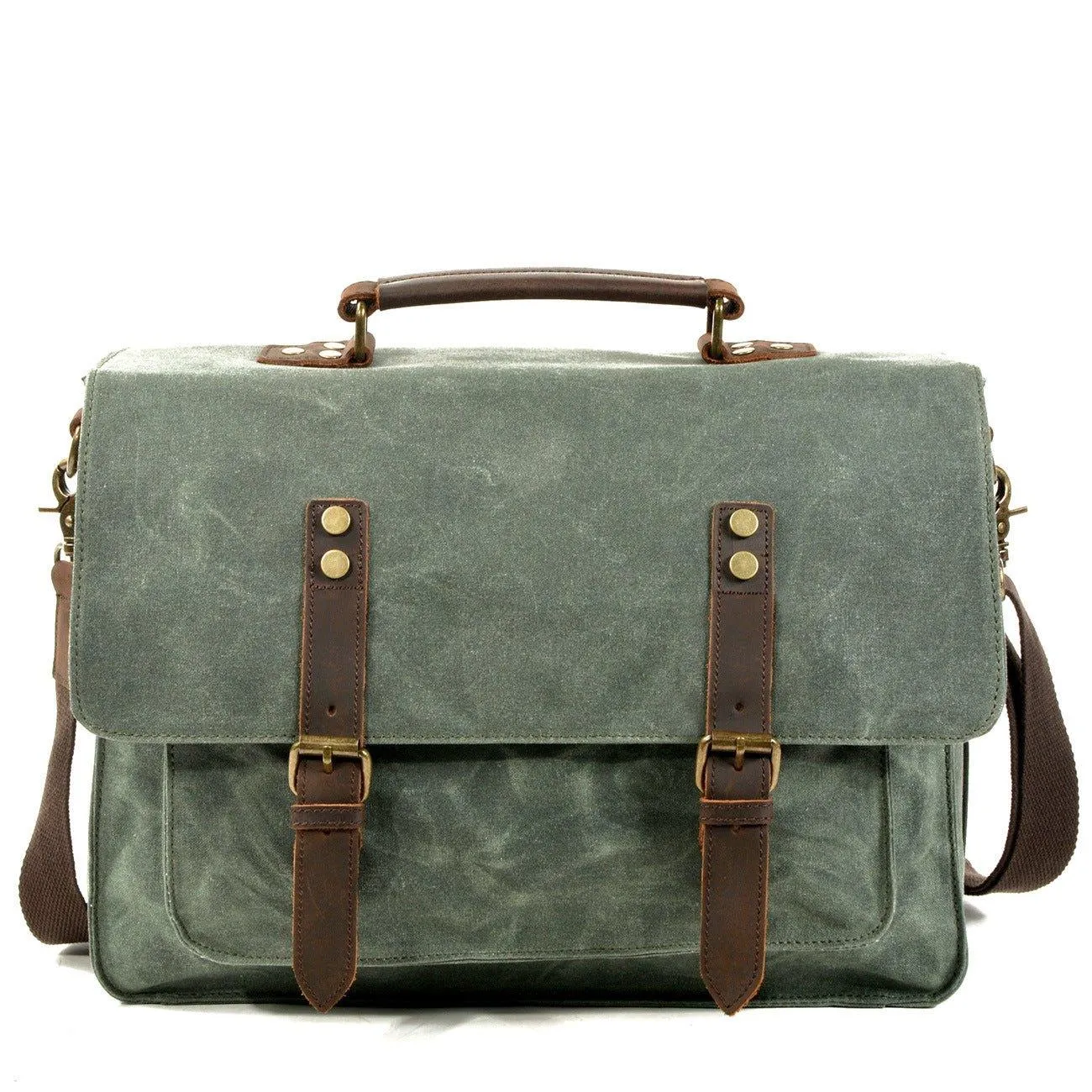 Waxed Canvas Briefcase With Laptop Compartment