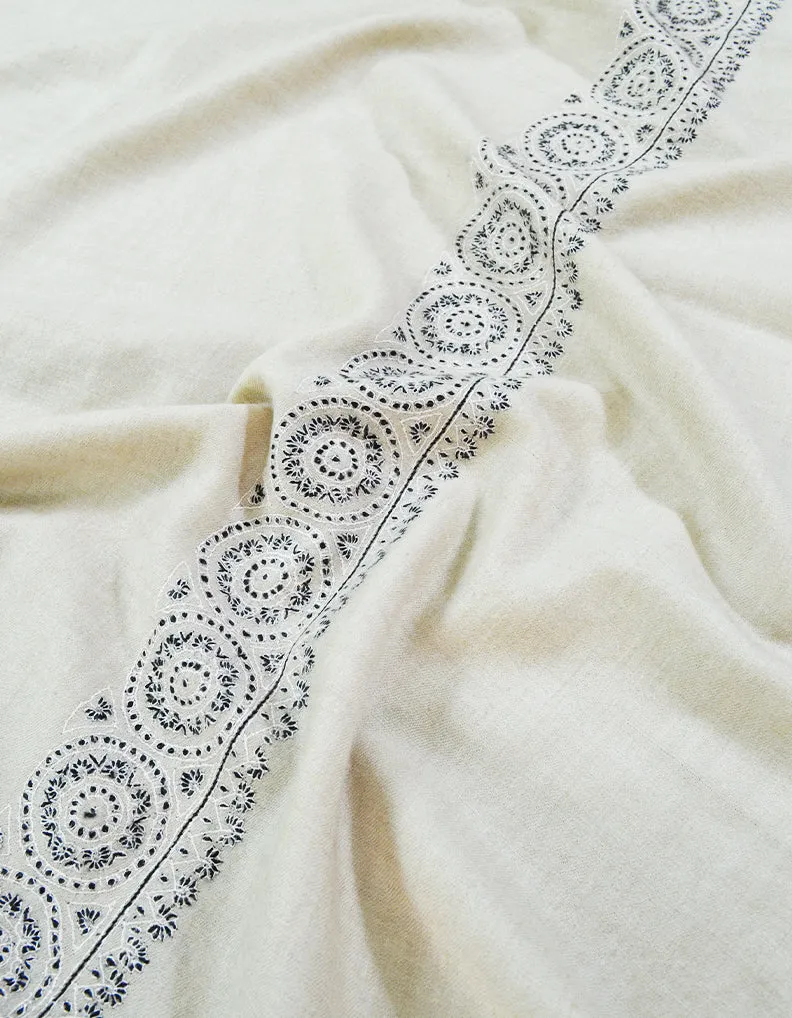 white embroidery pashmina shawl 8449