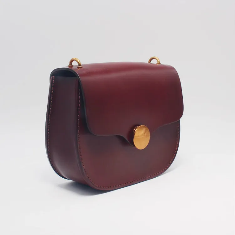 Women Red Leather Saddle Bag Crossbody Bags Shoulder Bag for Women