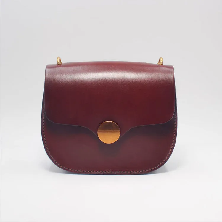 Women Red Leather Saddle Bag Crossbody Bags Shoulder Bag for Women