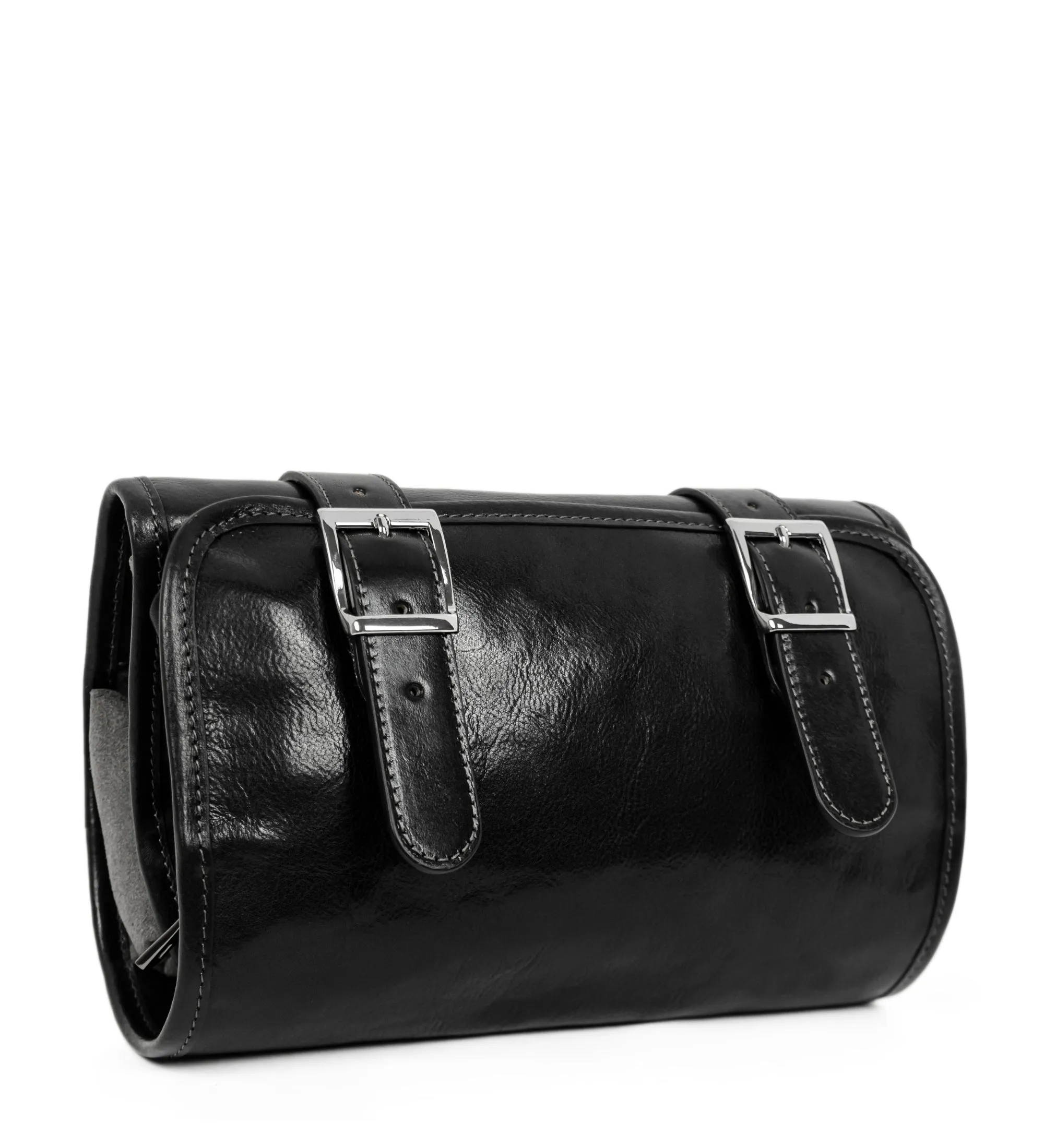 Womens Leather Hanging Wash Bag Toiletry Bag - Dracula