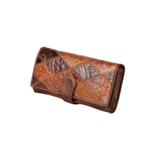 Women's Retro Leather Embossed Floral Wallet