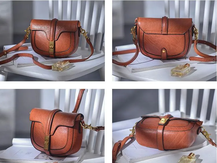 Women's Small Leather Crossbody Saddle Bag Saddle Leather Crossbody Bag