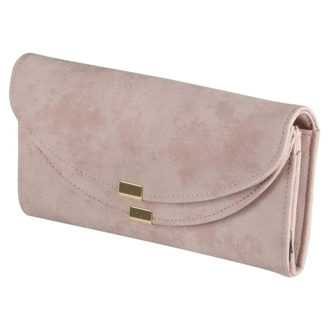 Womens Sophia Suedette Long Stud Purse - Natural Blue Pink