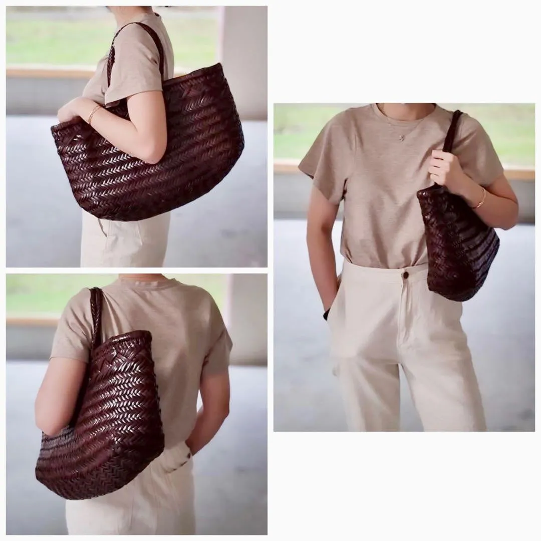 Woven  Leather Handmde Tote Bag