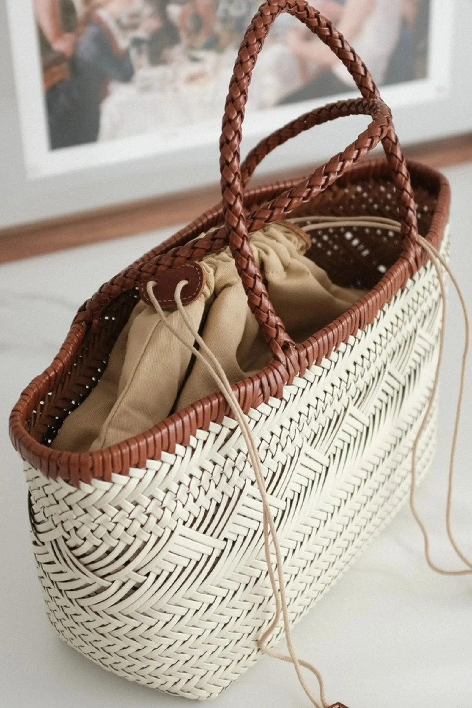 Woven  Leather Handmde Tote Bag